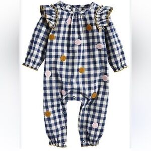 Mud Pie Gingham Embroidered One Piece